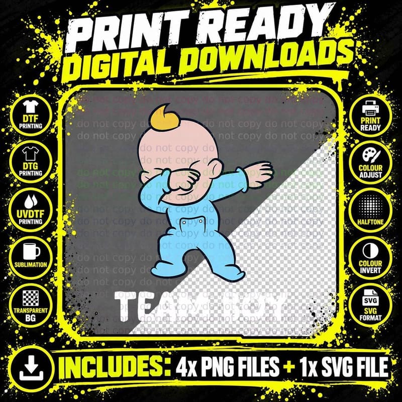 Team Boy Gender Reveal T-Shirt Png SVG Digital Bundle