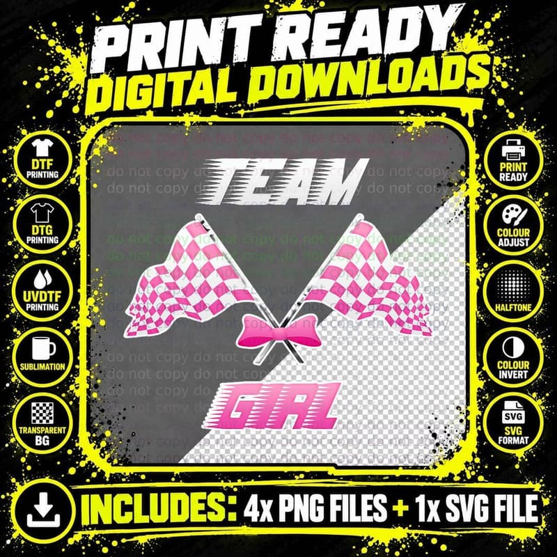 Team Girl Gender Reveal Shirt Racecar Theme Team Pink Png SVG Digital Bundle