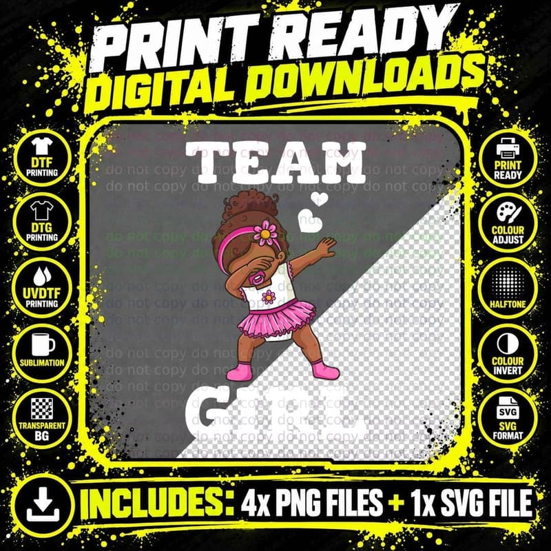 Team Girl Gender Reveal T-Shirt, Gender Reveal Party Png SVG Digital Bundle