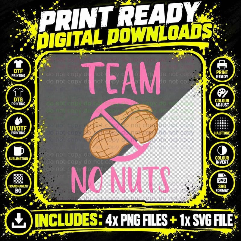 Team No Nuts Girl Gender Reveal Party - Fit, Crew Neck Png SVG Digital Bundle