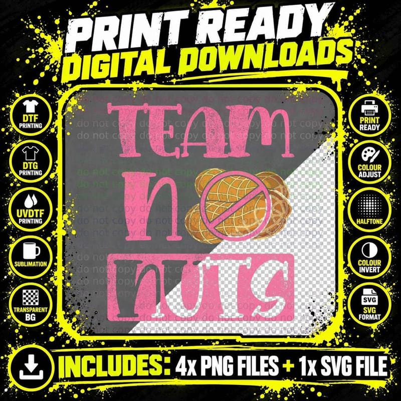 Team No Nuts Team Girl Baby Shower Baby Party Gender Png SVG Digital Bundle