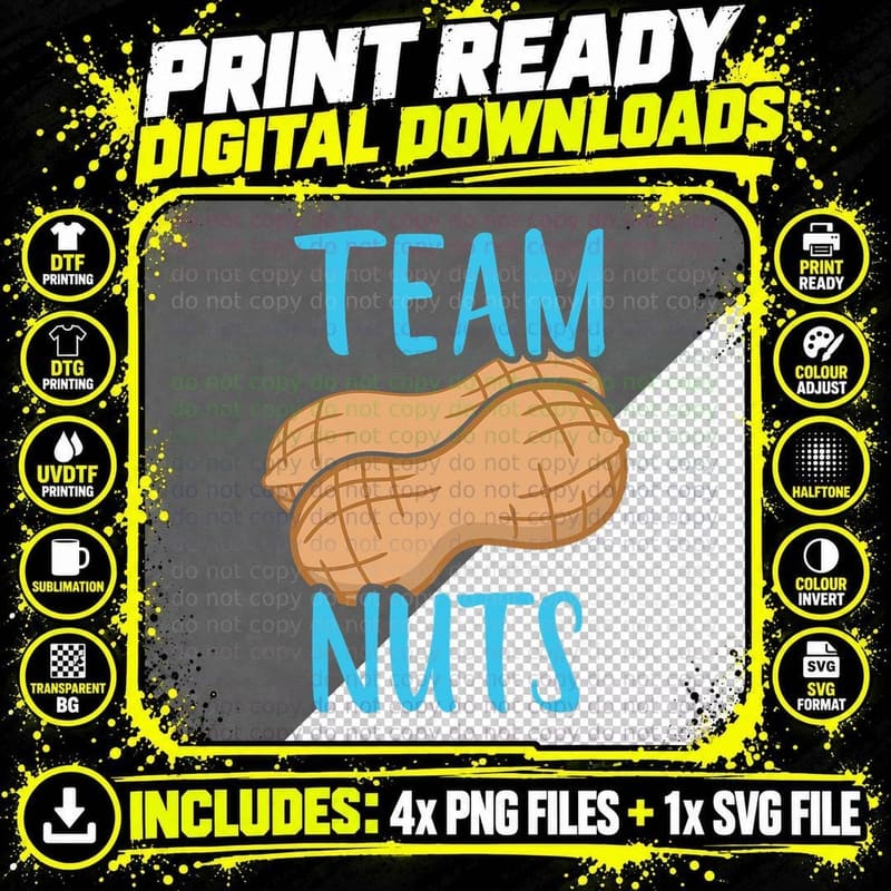Team Nuts, Gender Reveal Party T-Shirt Png SVG Digital Bundle