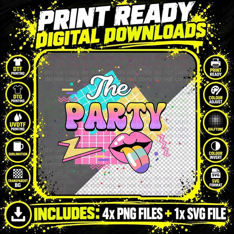 The Party Bridesmaid Bride Babe 90's Bachelorette Png SVG Digital Bundle