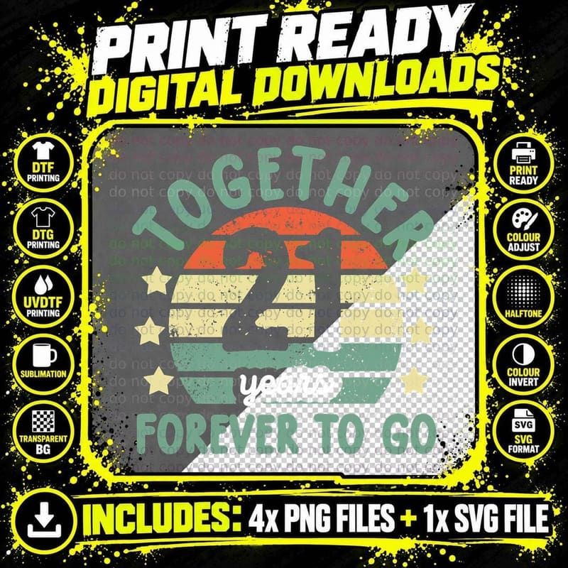Together 21 Years Forever to Go Tee 21st Wedding Png SVG Digital Bundle