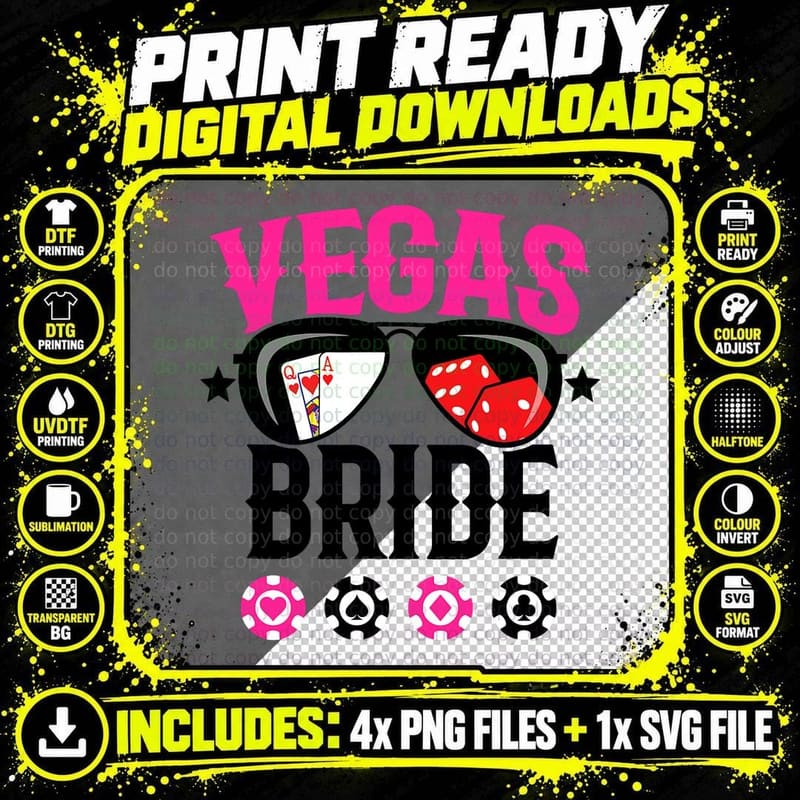 Vegas Wedding Bride - Married in Vegas - Bride Squad Png SVG Digital Bundle
