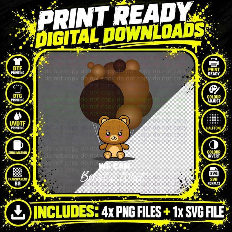 We Can Bearly Wait Gender Neutral Baby Shower Png SVG Digital Bundle