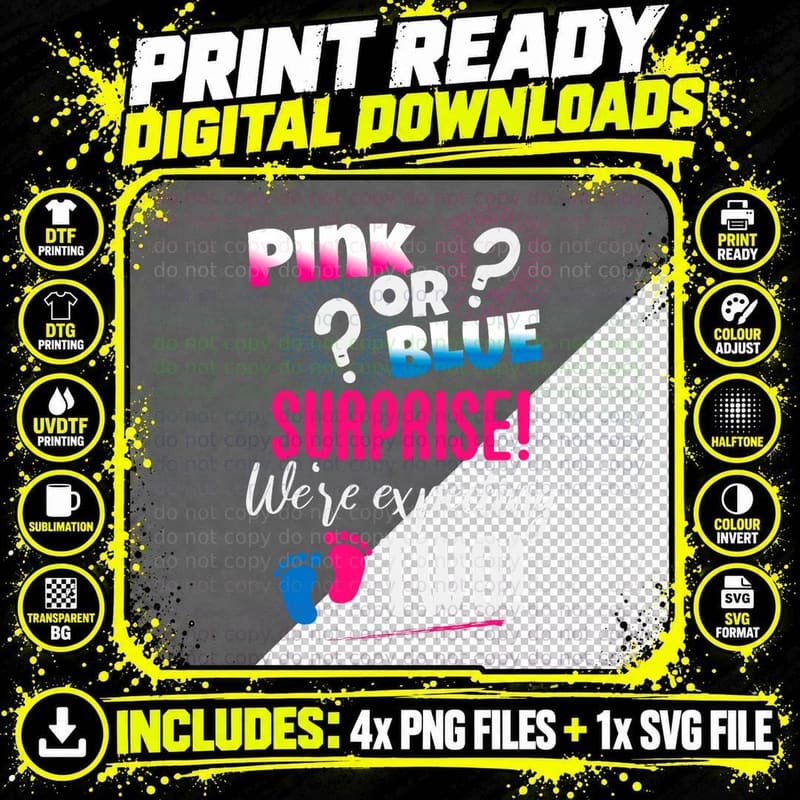We're Expecting Two, Gender Reveal Outfit Png SVG Digital Bundle
