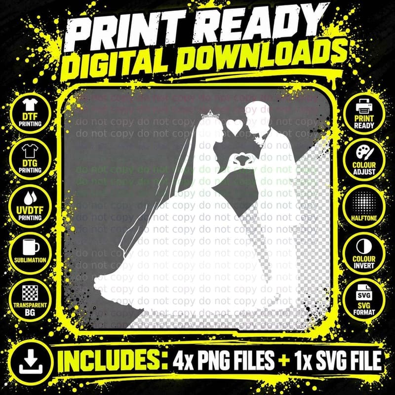 Wedding Couple Holding Hands Wedding T-Shirt Png SVG Digital Bundle