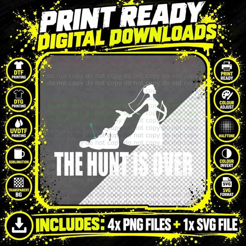 Wedding the Hunt Is Over Marriage Couple Engagement Png SVG Digital Bundle
