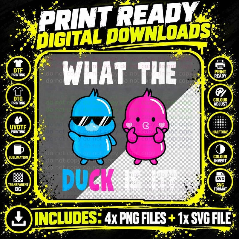 What the Ducks Is It Baby Gender Reveal Party Png SVG Digital Bundle