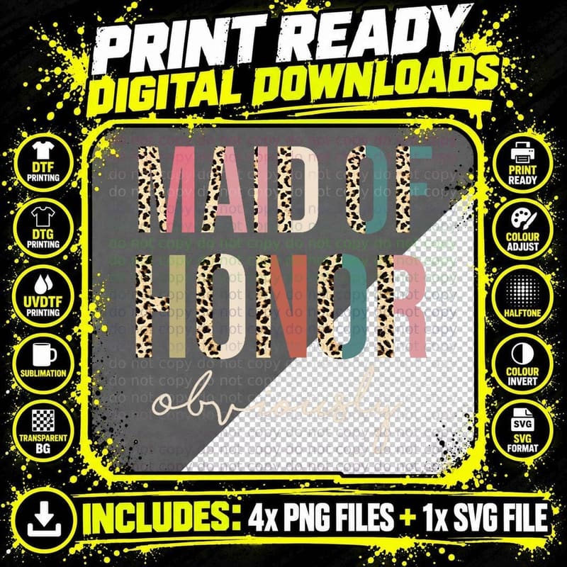 Women Wedding Maid of Honor Obviously T-Shirt Png SVG Digital Bundle