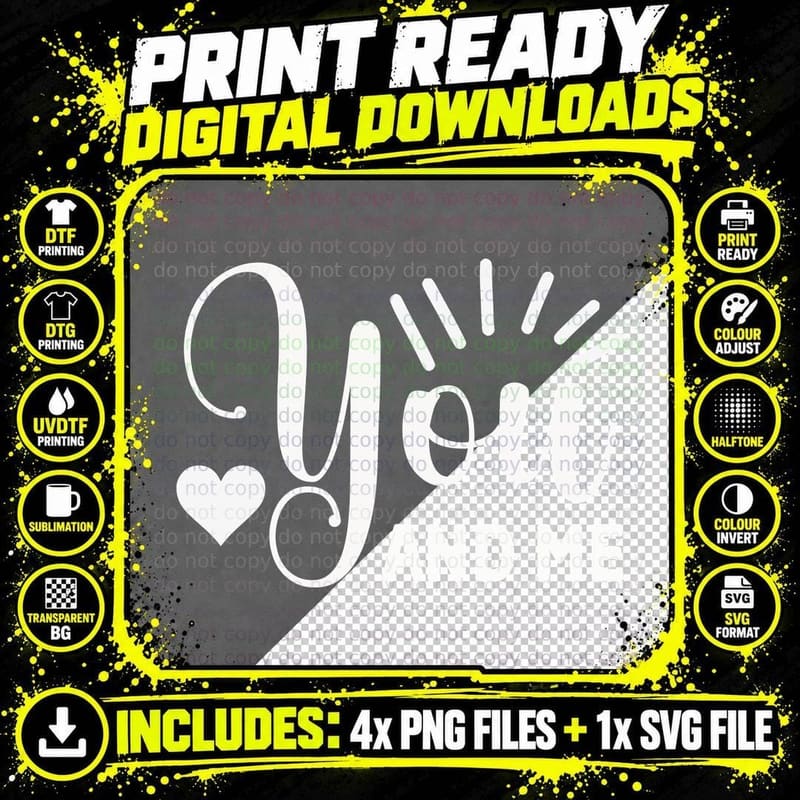 You and Me Wedding T-Shirt, Love-Themed Graphic Tee Png SVG Digital Bundle