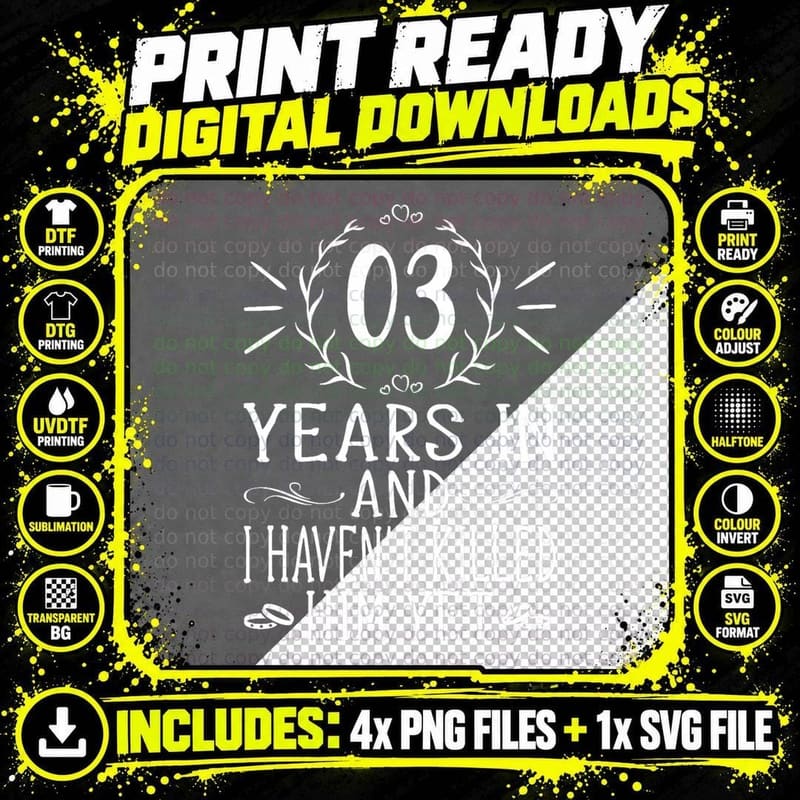 3rd Wedding Anniversary Shirts for Her - 3 Years Png SVG Digital Bundle