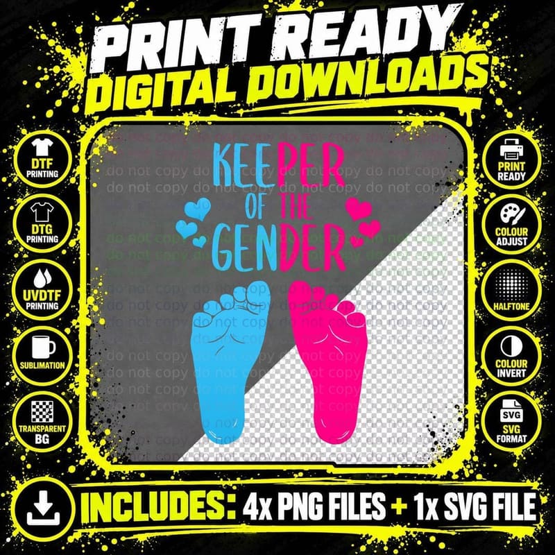 Keeper of the Gender Reveal Party T-Shirt Png SVG Digital Bundle