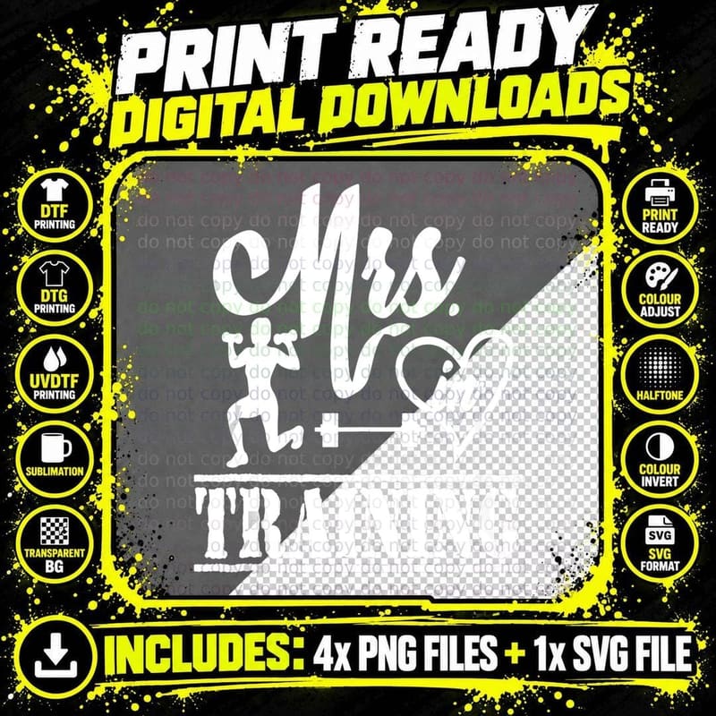 Mrs. in Training - Wedding Bride Soon to Be Workout Png SVG Digital Bundle