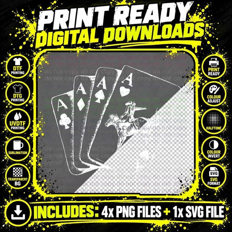 Ace Card Cowboy Playing Poker-Card Country Girl Western Png SVG Digital Bundle
