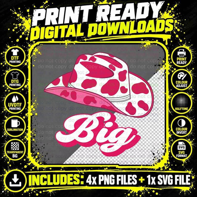 Big Cowgirl Family Matching Gbig Big Little Sorority Png SVG Digital Bundle