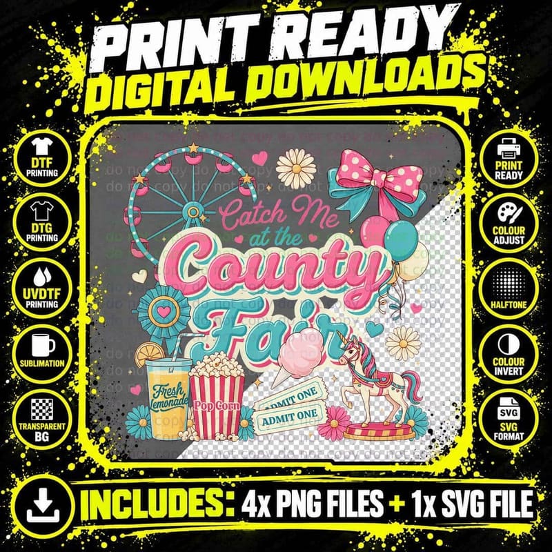 Catch Me at the County Fair Western T-Shirt Png SVG Digital Bundle