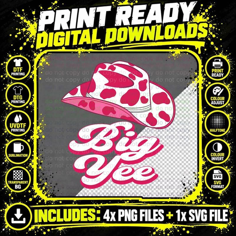 Country Western Me Sorority Reveal Big Yee Cowgirl Hat Png SVG Digital Bundle