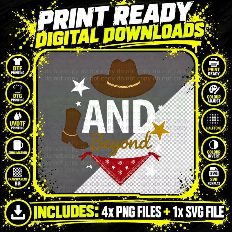 Cowboy Hat & Boot and Beyond Western Cowboy Lover T-Shirt Png SVG Digital Bundle
