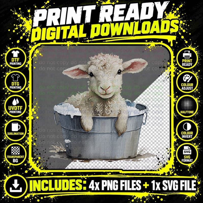 Cute Sheep Western Love Spring Pastel T-Shirt Png SVG Digital Bundle