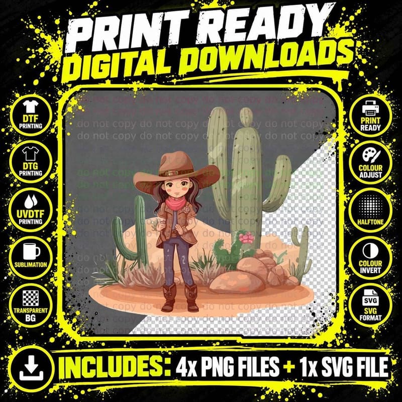 Desert Explorer in Cactus Land Western T-Shirt Png SVG Digital Bundle