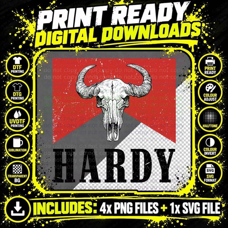 Hardy Last Name Hardy Family Western Style T-Shirt Png SVG Digital Bundle