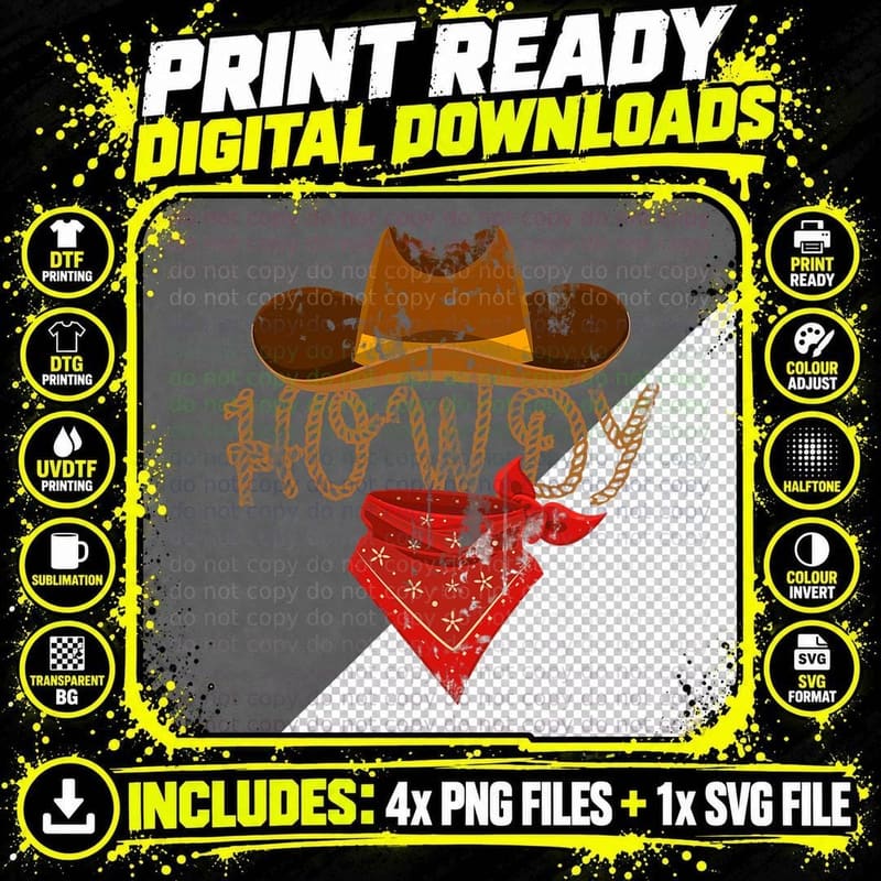 Howdy Cowboy T-Shirt Png SVG Digital Bundle