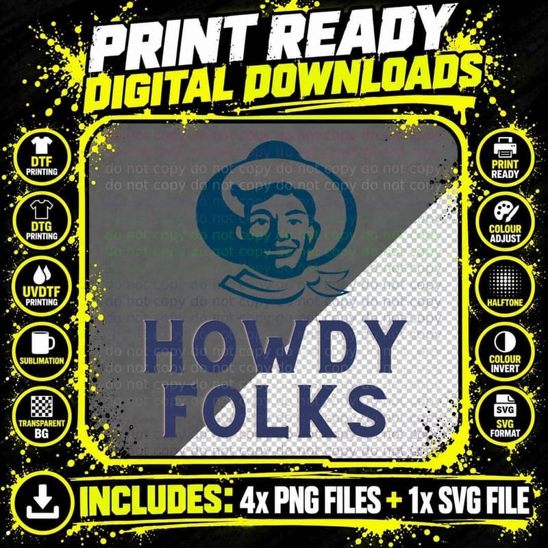 Howdy Folks State Fair Cowboy T-Shirt Png SVG Digital Bundle