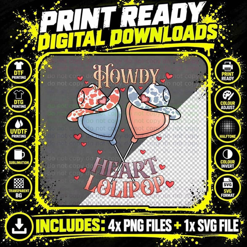 Howdy Heart Lolipop Western T-Shirt Png SVG Digital Bundle