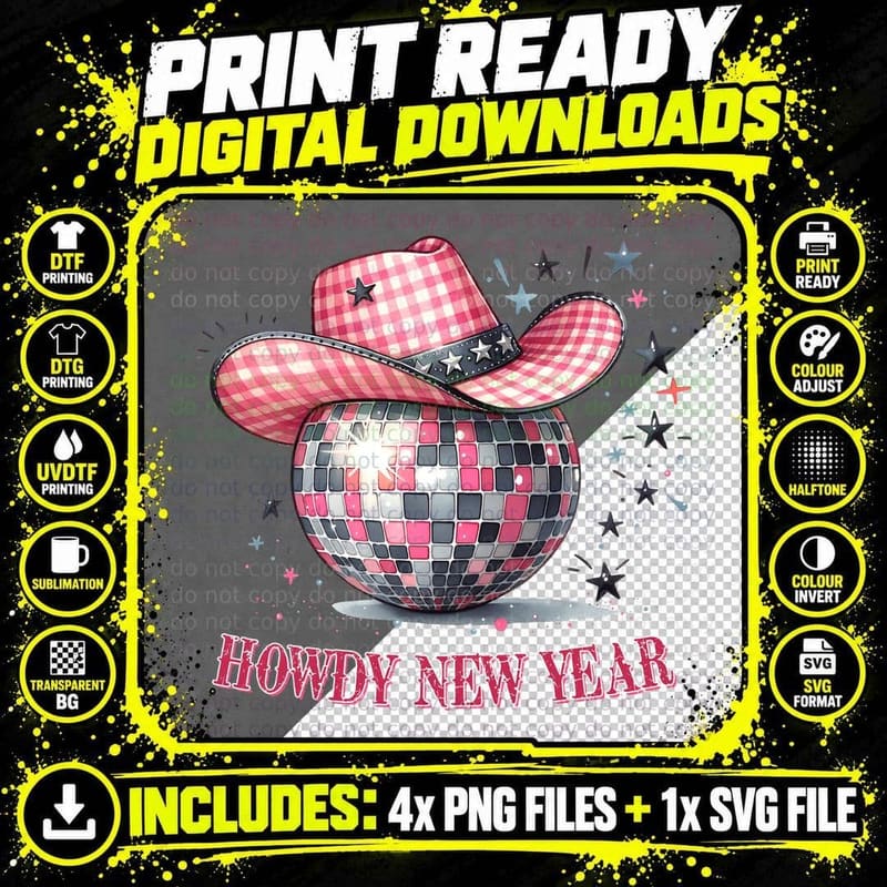 Howdy New Year Happy New Year T-Shirt Png SVG Digital Bundle