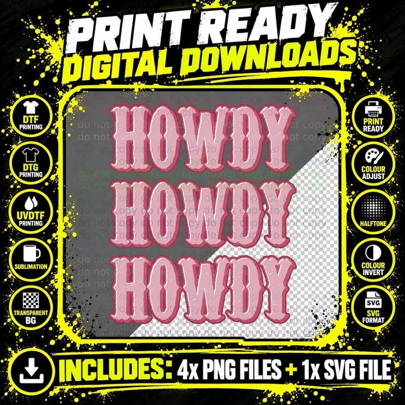 Howdy Rodeo Western Country Nashville Cowboy Cowgirl Png SVG Digital Bundle