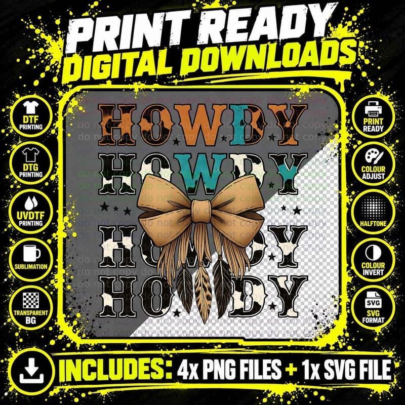 Howdy Western T-Shirt, Western-Themed T-Shirt with Png SVG Digital Bundle