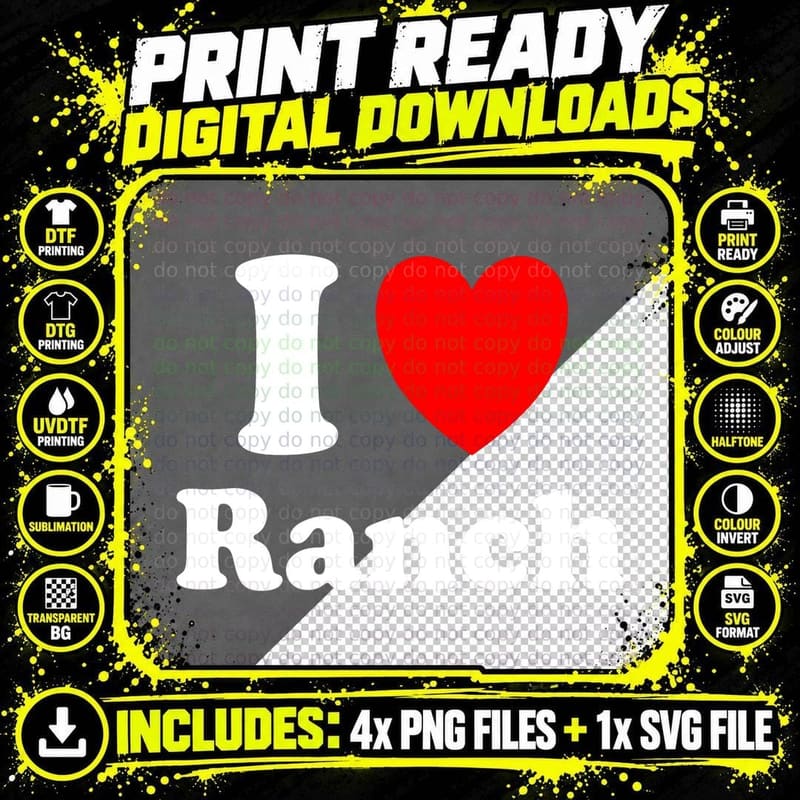 I Heart Ranch Dressing I Love Ranch Dressing Pullover Png SVG Digital Bundle