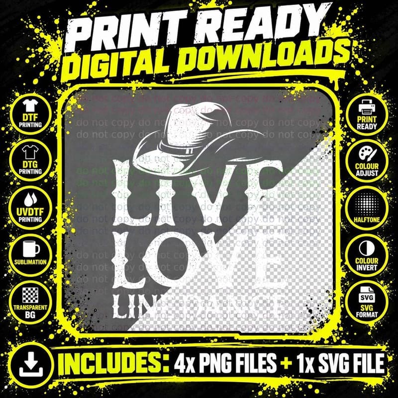Line Dancing Art for Women Men Western Line Dance Dancer Png SVG Digital Bundle