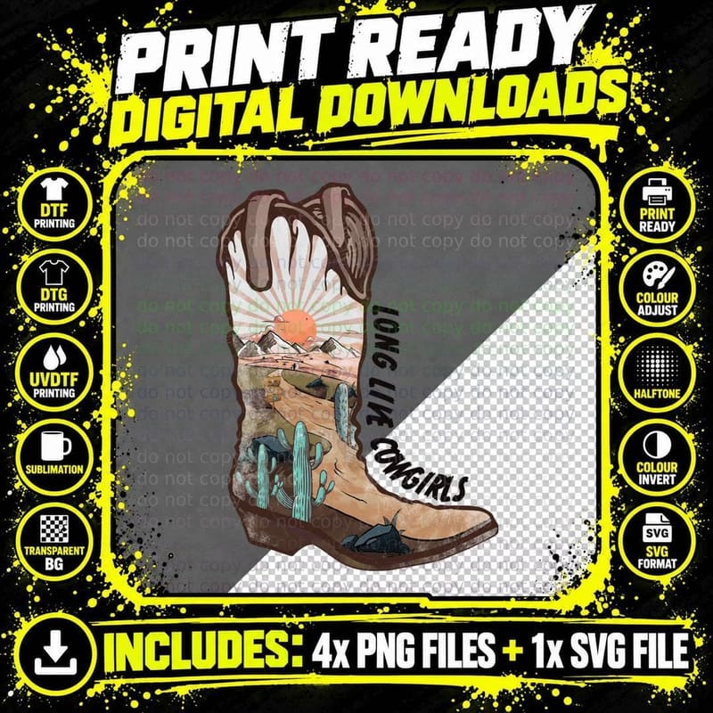 Long Live Cowgirls Western T-Shirt Png SVG Digital Bundle