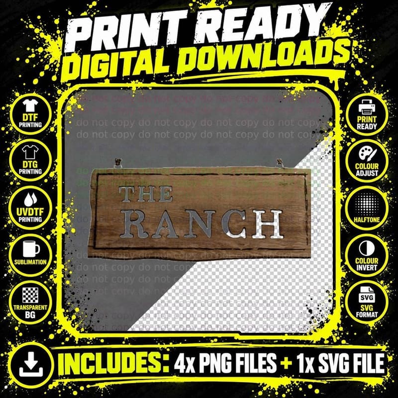 Ranch Rustic Wooden Sign, Country Western Farmhouse Png SVG Digital Bundle