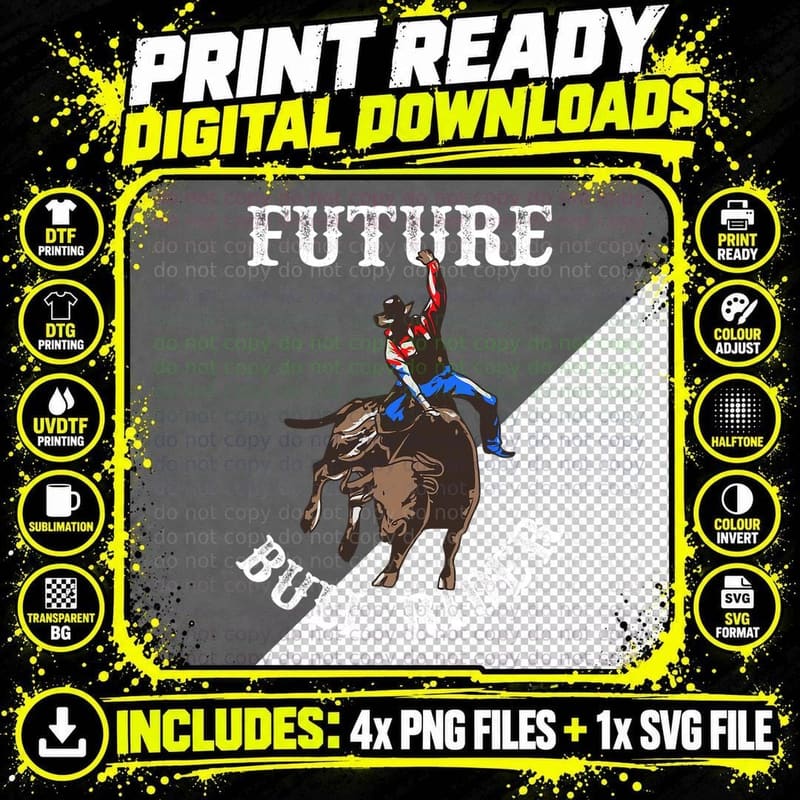 Rodeo Cowboy Mechanical Bull Riding Future Bull Rider Png SVG Digital Bundle