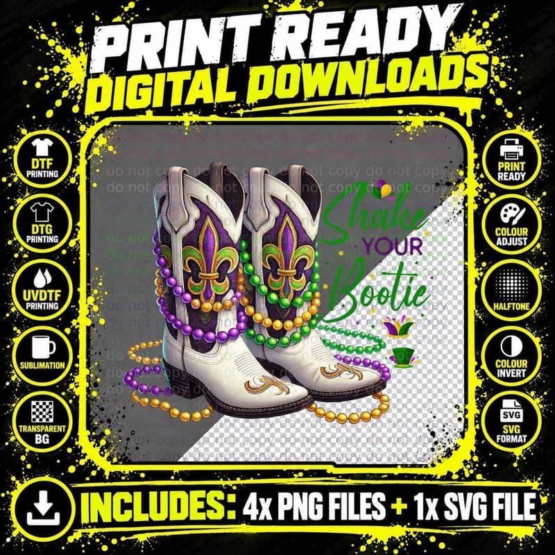 Shake Your Bootie Mardi Gras T-Shirt Png SVG Digital Bundle