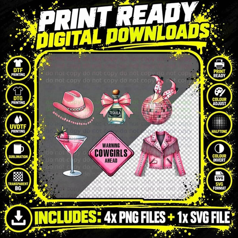 Tequila Western T-Shirt, Cowgirl-Themed Party Png SVG Digital Bundle