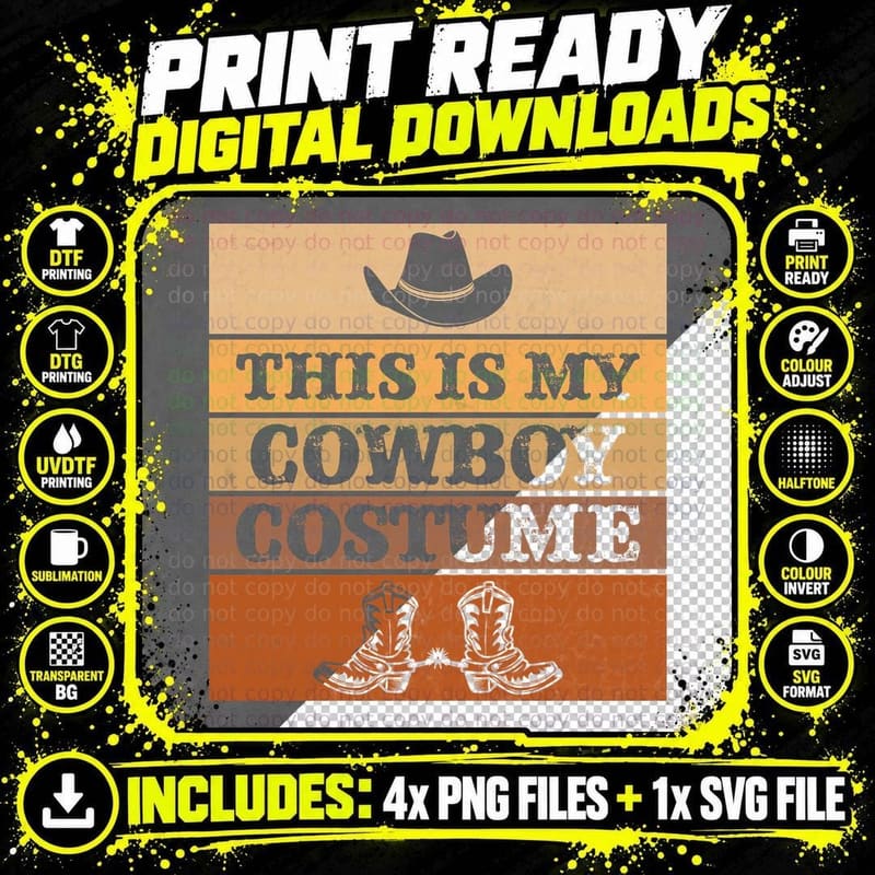 This Is My Cowboy Costume Western T-Shirt Png SVG Digital Bundle
