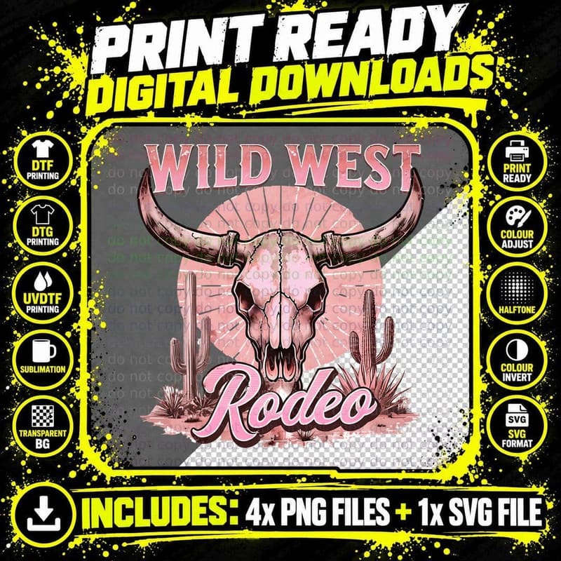 Wild West Rodeo Western T-Shirt, Wild West Rodeo Scene Png SVG Digital Bundle