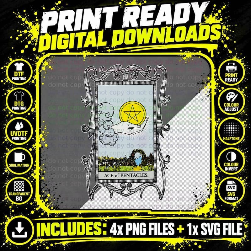 Ace of Pentacles Tarot T-Shirt Png SVG Digital Bundle
