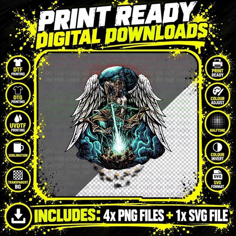 Angel Wings White Turquoise Glow Mystical Spiritual Png SVG Digital Bundle