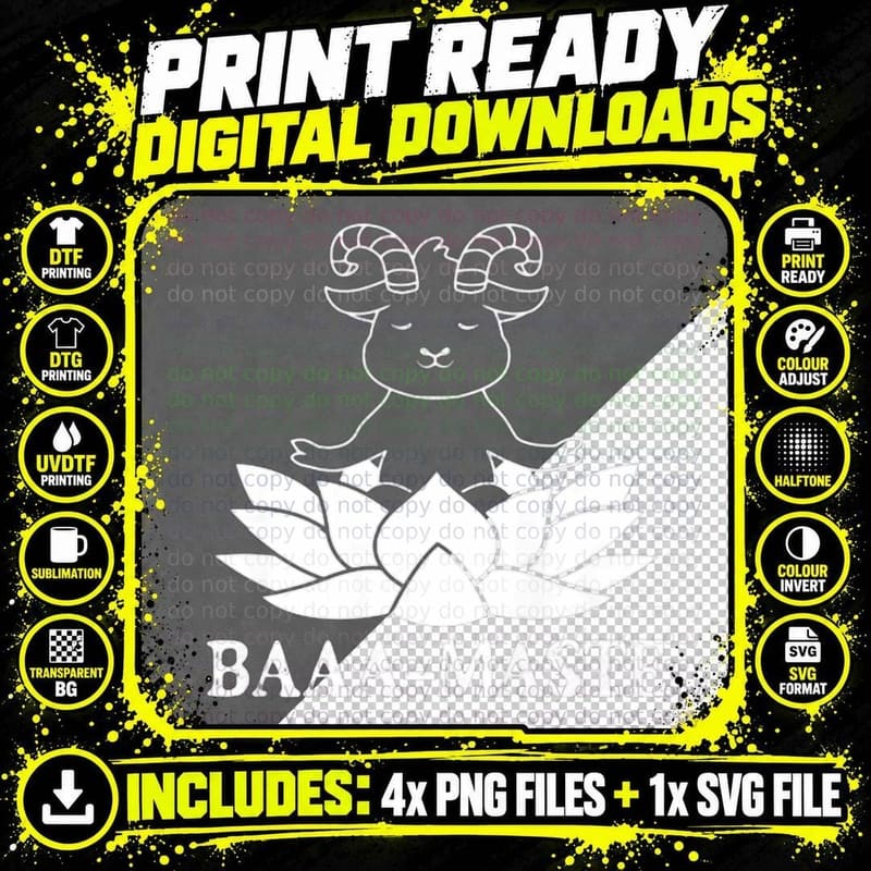 Baa Maste Goat Yoga T-Shirt, Mindfulness Spiritual Lover Png SVG Digital Bundle