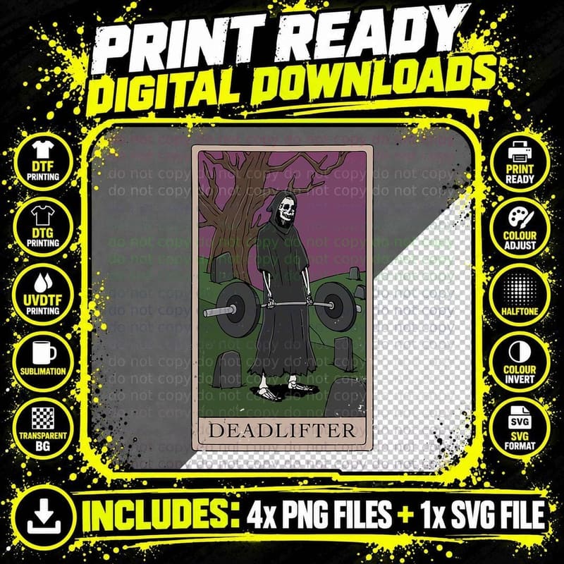Bodybuilding Deadlifter Tarot Card Strength Training Png SVG Digital Bundle