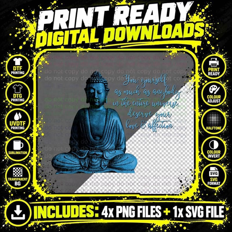 Buddha Quote for Mindfulness, Meditation and Peace, Zen Png SVG Digital Bundle