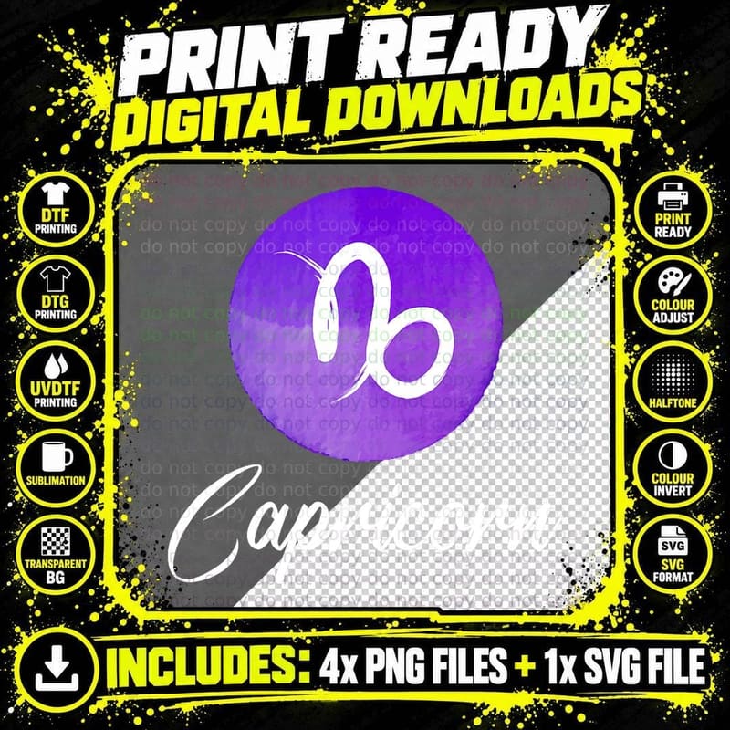 Capricorn Zodiac Sign T-Shirt Png SVG Digital Bundle