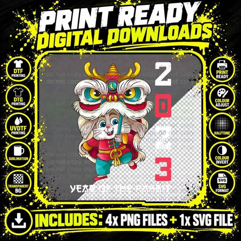 Chinese New Year Clothing for Kids - Chinese Zodiac Png SVG Digital Bundle