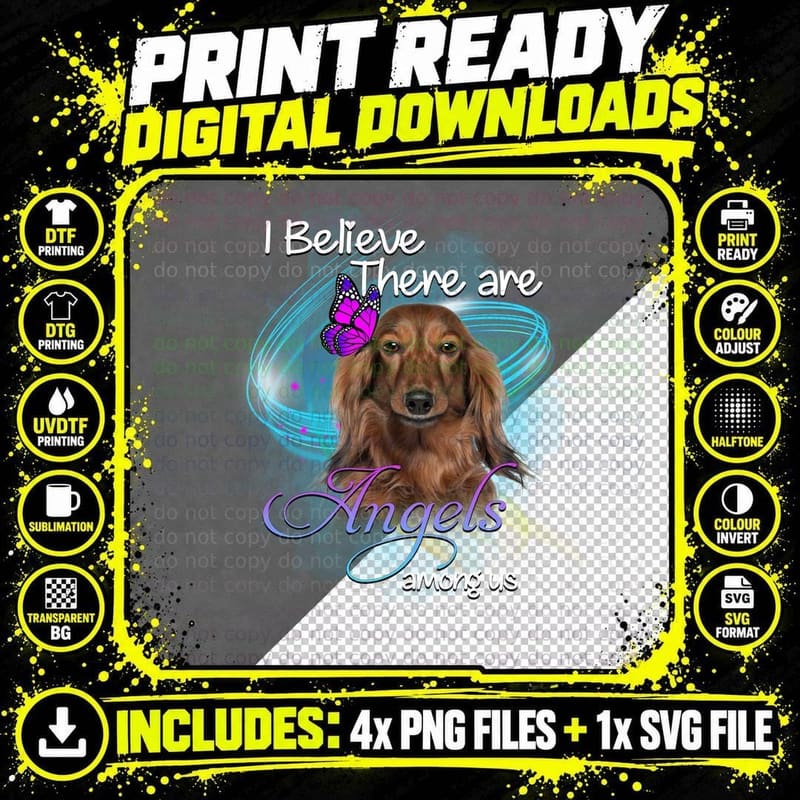 Dachshund Angel Wings T-Shirt, Inspirational Quote Png SVG Digital Bundle